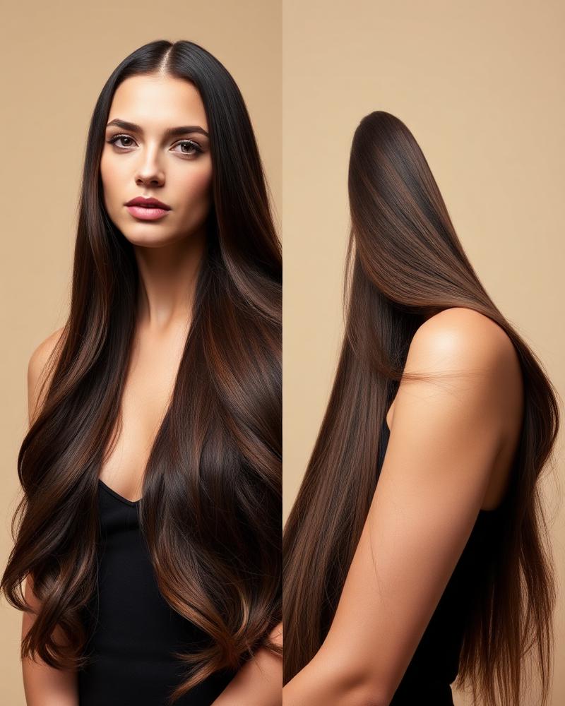Same client after Italian hot-keratin extensions — long voluminous glossy hair