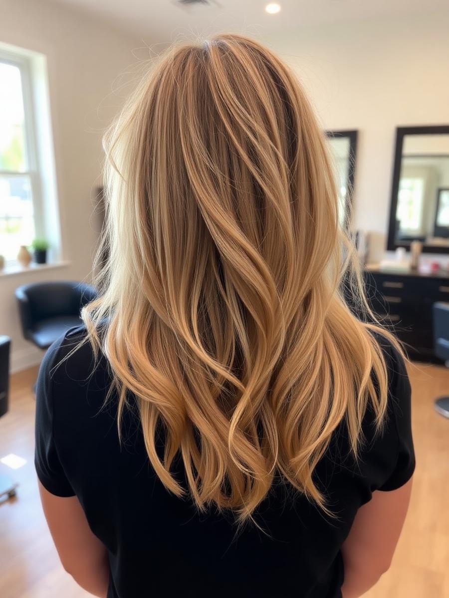 Honey blonde highlights back view